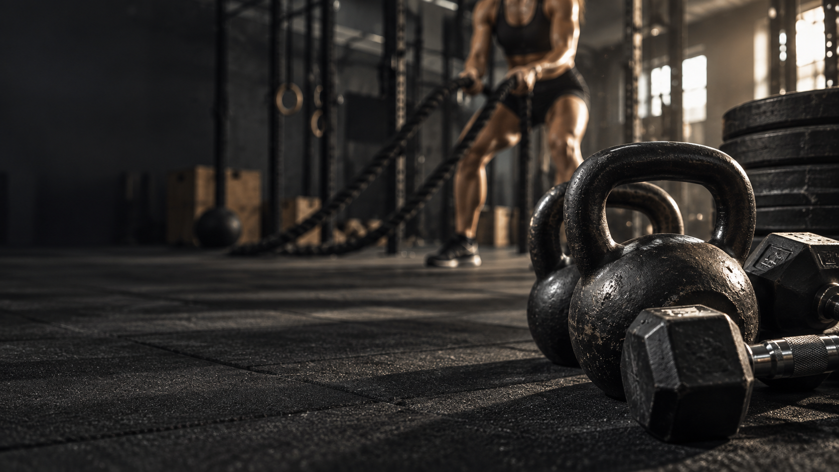 Material de entrenamiento y atleta en Box Maliciosa Moralzarzal